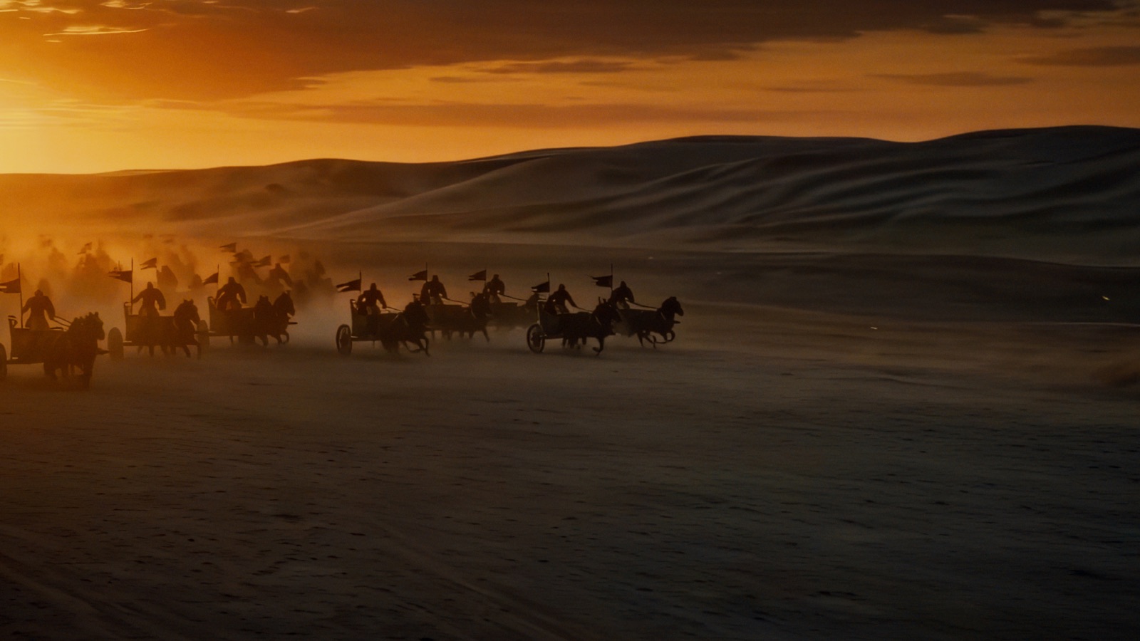 Pharaoh's chariots in pursuit, from The Old Stories: Moses